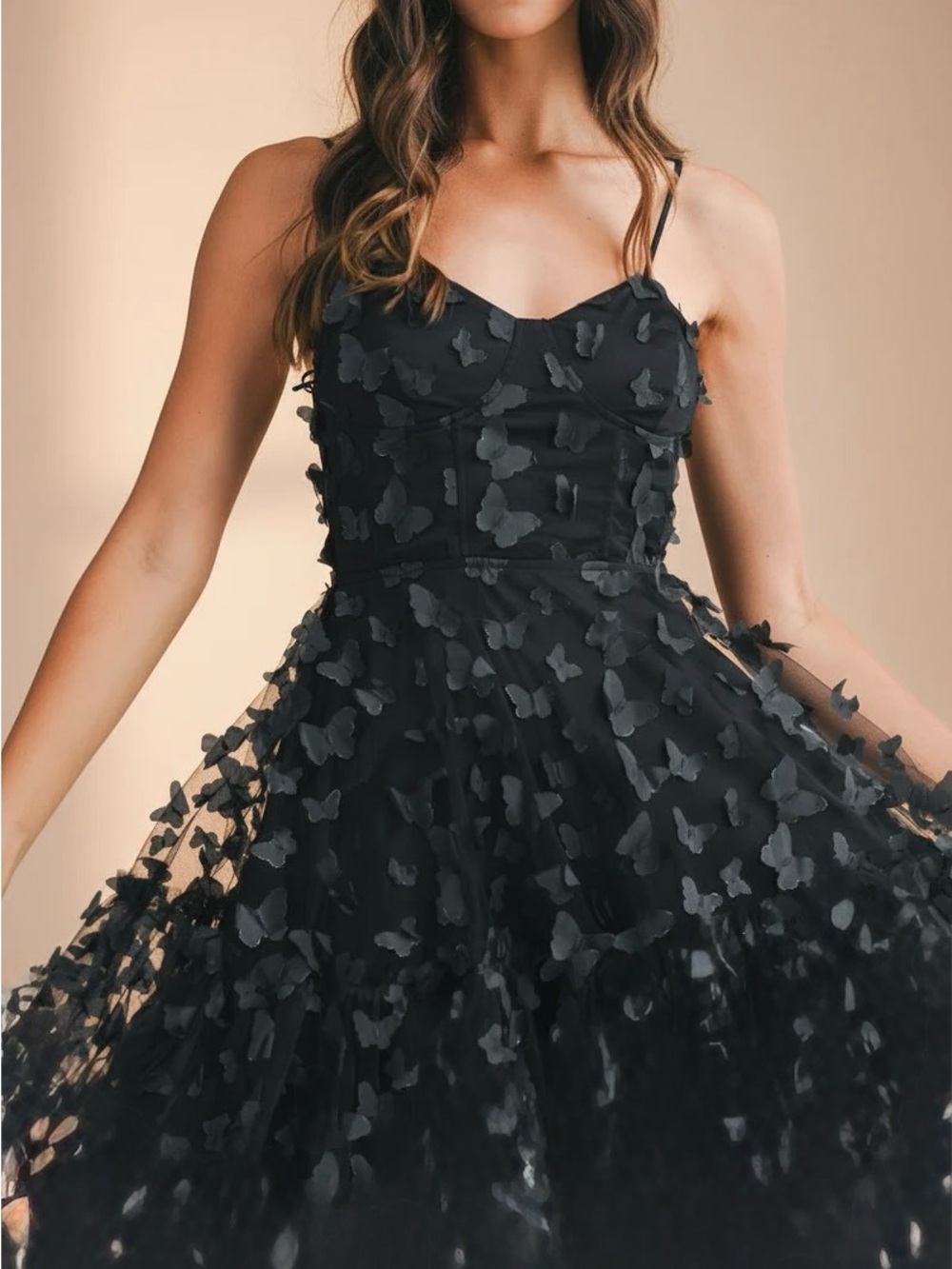 Brand New Thirty Thirty Corset Top Midi Dress with Appliqué Butterflies